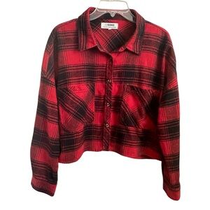 Cisono Plaid Collection Red Cropped Top - L
